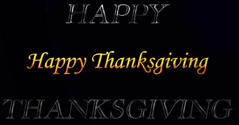 Tri-layered unique creative Happy Thanksgiving text animation. Celebrating .. Stock Illustration