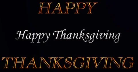 Tri-layered unique creative Happy Thanksgiving text animation. Celebrating .. Stock Illustration