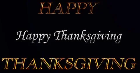 Tri-layered unique creative Happy Thanksgiving text animation. Celebrating .. Stock Illustration