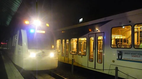 TRI MET Night Train Stock Footage 12421274