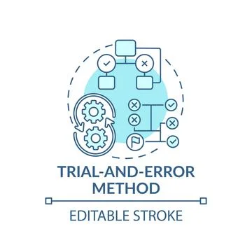 Trial and error method blue concept icon Illustrazione stock