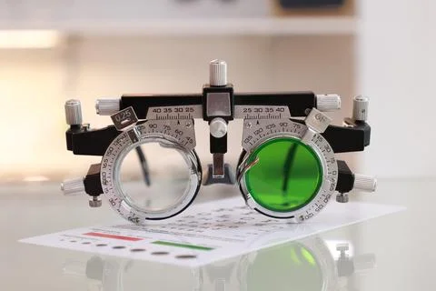 Trial frame for eye test Stock-Fotos