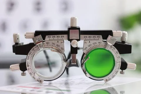 Trial frame for eye test Stockfoto's