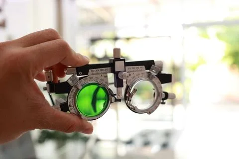 Trial frame for eye test Stock-Fotos