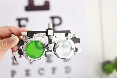 Trial frame for eye test Stock-Fotos