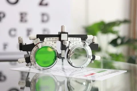 Trial frame for eye test Stock-Fotos