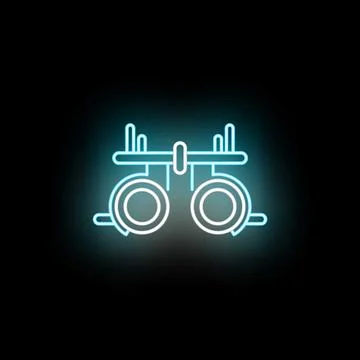 Trial frame neon line icon for ophthalmology Stock Illustration