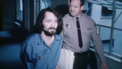 Trial of the murderer Charles Manson. Manson's followers1 (38) Stock Footage 237363207