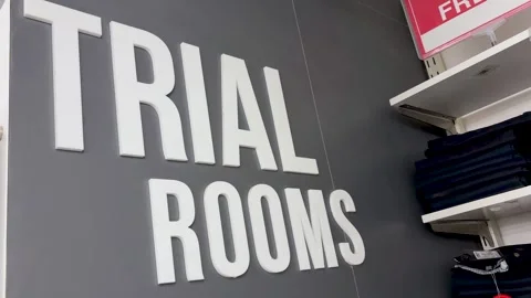 Trial Rooms Sign Inside Modern Clothing Store Retail Shopping Interior Stock Footage 339475765