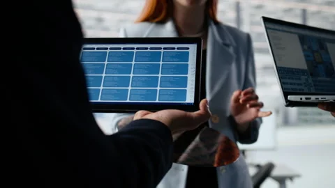 Trialing advanced materials, silicon wafer and multiethnic engineering team Stock Footage 335882424