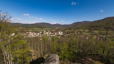 Triangl Viewpoint alias Hermit's Stone above Hejnice Stock Photos