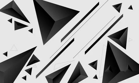 Triangle 3d abstract monochrome background Stock Illustration