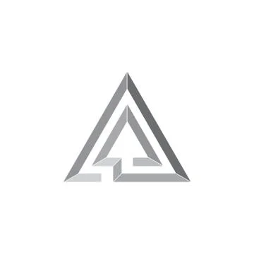 Triangle 3d geometric line arrow up logo Illustrazione stock