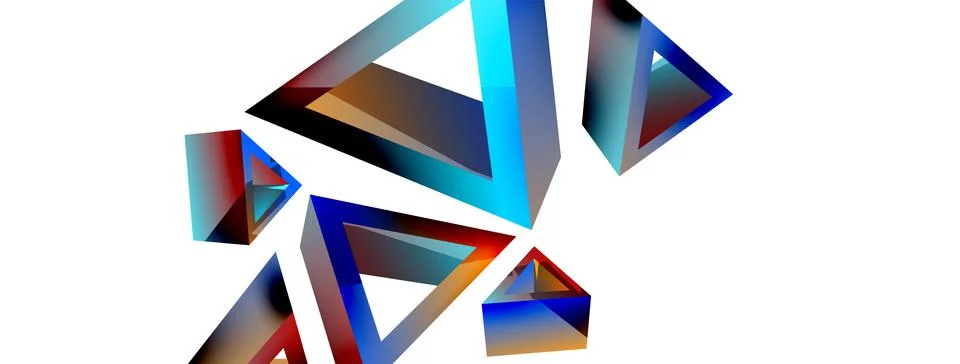 Triangle abstract background. 3d vector basic shape technology or business 스톡 일러스트