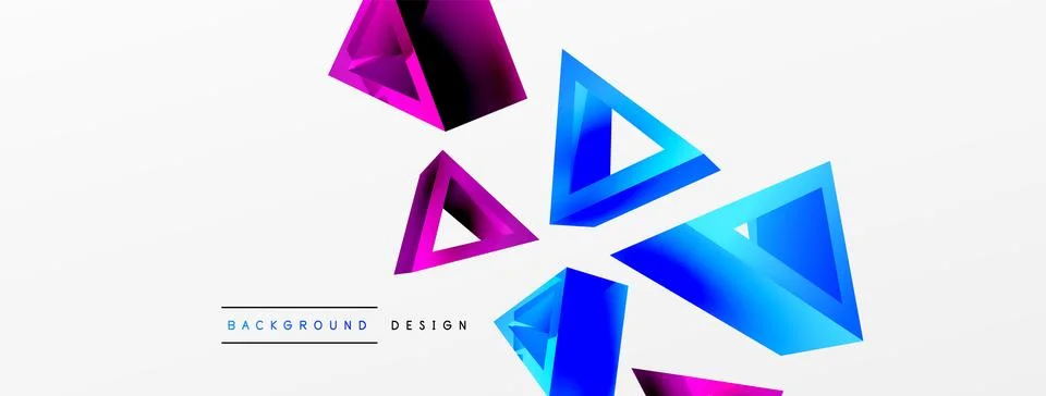 Triangle abstract background. 3d vector basic shape technology or business Stock Illustration
