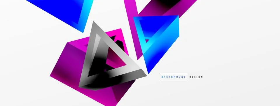 Triangle abstract background. 3d vector basic shape technology or business Stock Illustration