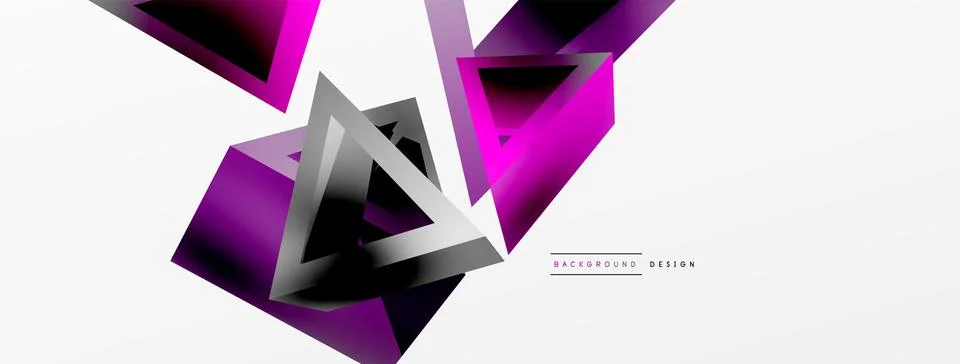 Triangle abstract background. 3d vector basic shape technology or business Stock Illustration