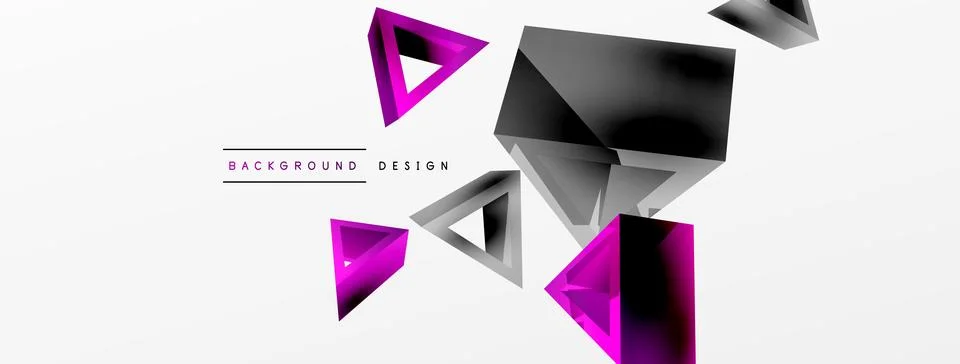 Triangle abstract background. 3d vector basic shape technology or business Stock Illustration