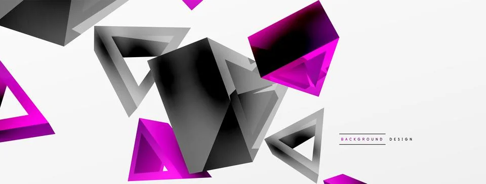 Triangle abstract background. 3d vector basic shape technology or business Stock Illustration