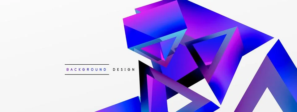 Triangle abstract background. 3d vector basic shape technology or business Stock Illustration