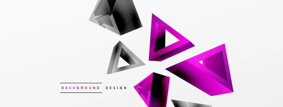 Triangle abstract background. 3d vector basic shape technology or business Stock Illustration