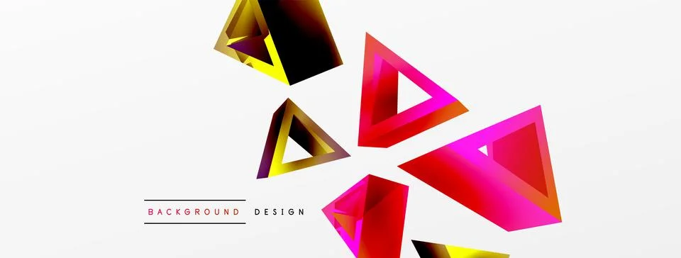 Triangle abstract background. 3d vector basic shape technology or business Stock Illustration