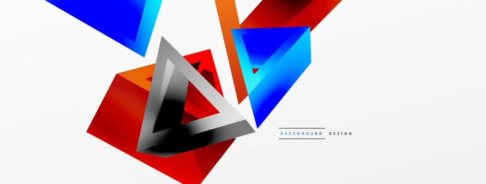 Triangle abstract background. 3d vector basic shape technology or business Stock Illustration