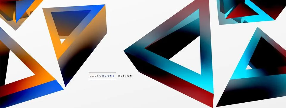 Triangle abstract background. 3d vector basic shape technology or business Stock Illustration