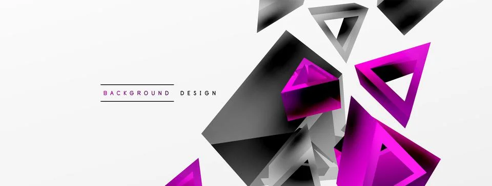 Triangle abstract background. 3d vector basic shape technology or business Stock Illustration