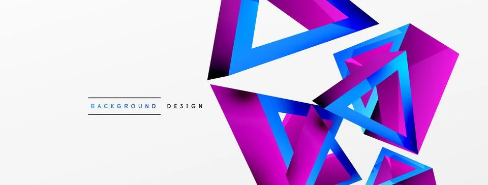 Triangle abstract background. 3d vector basic shape technology or business Stock Illustration