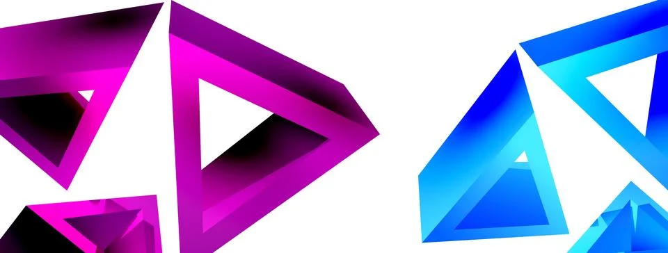 Triangle abstract background. 3d vector basic shape technology or business Stock Illustration