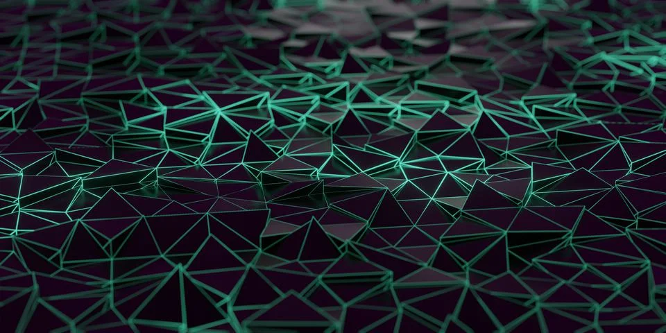 Triangle abstract background. green background, 3d rendering. Stock Illustration