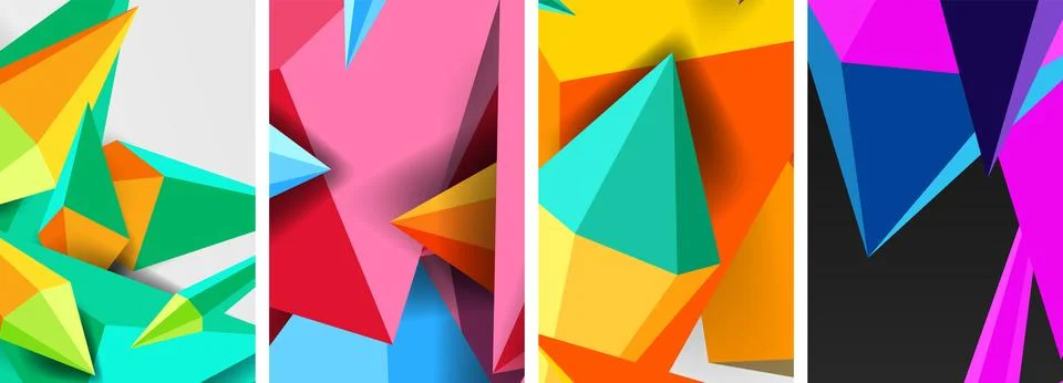 Triangle abstract concepts poster set with geometric minimal designs Illustrazione stock