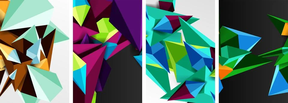 Triangle abstract concepts poster set with geometric minimal designs 스톡 일러스트