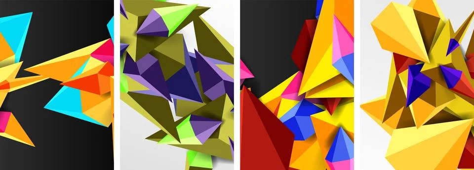 Triangle abstract concepts poster set with geometric minimal designs Illustrazione stock
