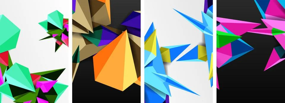 Triangle abstract concepts poster set with geometric minimal designs 스톡 일러스트
