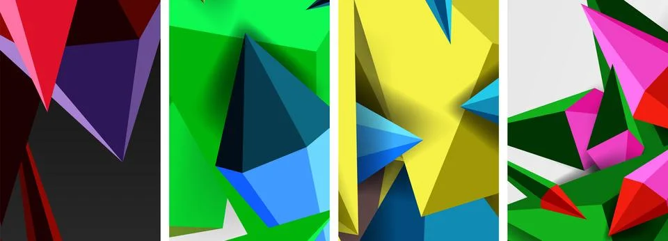 Triangle abstract concepts poster set with geometric minimal designs 스톡 일러스트