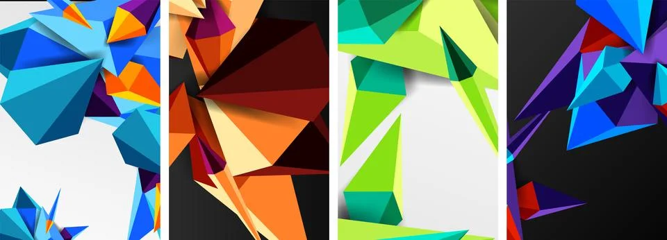 Triangle abstract concepts poster set with geometric minimal designs 스톡 일러스트