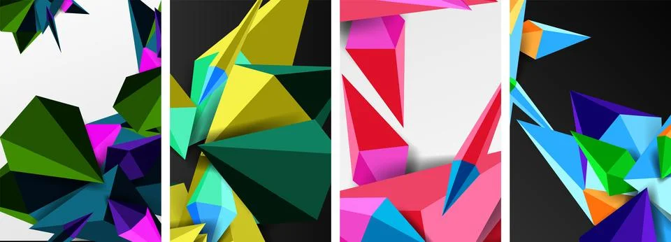 Triangle abstract concepts poster set with geometric minimal designs 스톡 일러스트