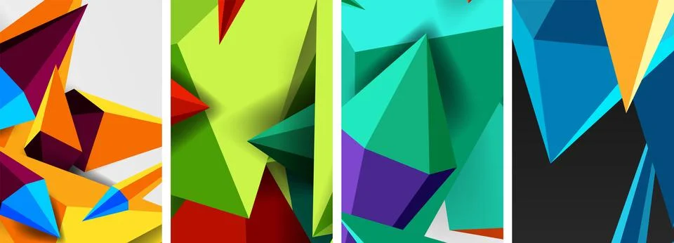 Triangle abstract concepts poster set with geometric minimal designs 스톡 일러스트