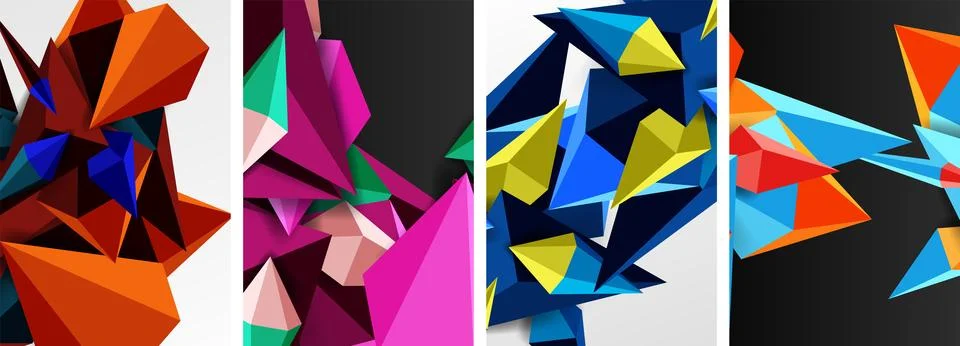 Triangle abstract concepts poster set with geometric minimal designs 스톡 일러스트