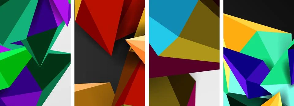 Triangle abstract concepts poster set with geometric minimal designs 스톡 일러스트