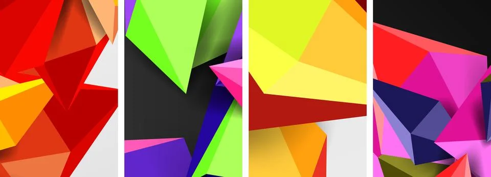 Triangle abstract concepts poster set with geometric minimal designs Stock Illustration