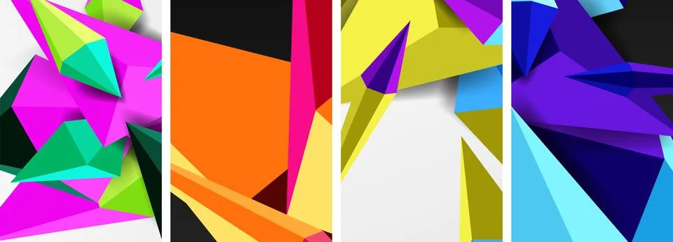 Triangle abstract concepts poster set with geometric minimal designs 스톡 일러스트