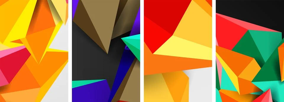 Triangle abstract concepts poster set with geometric minimal designs Illustrazione stock