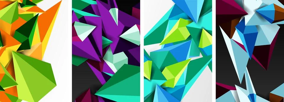 Triangle abstract concepts poster set with geometric minimal designs 스톡 일러스트