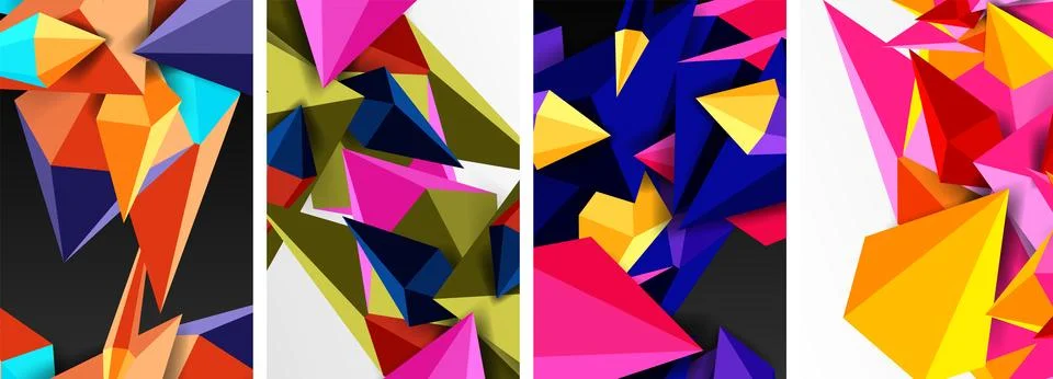 Triangle abstract concepts poster set with geometric minimal designs 스톡 일러스트