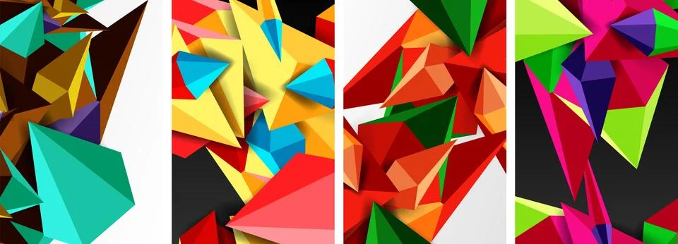 Triangle abstract concepts poster set with geometric minimal designs 스톡 일러스트