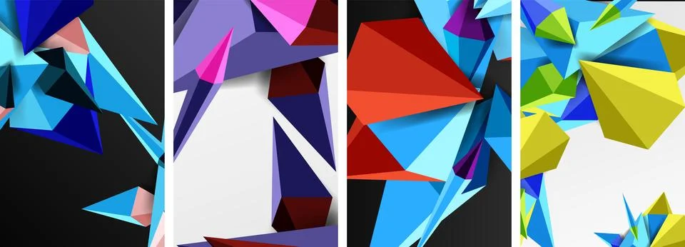 Triangle abstract concepts poster set with geometric minimal designs Illustrazione stock