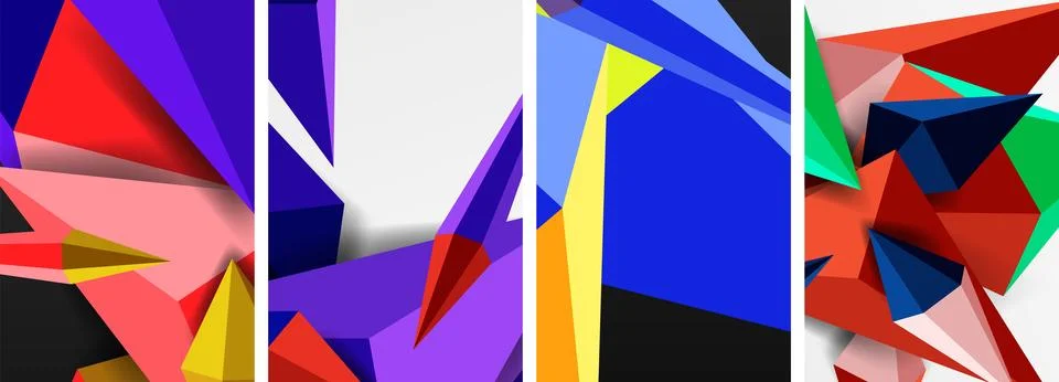 Triangle abstract concepts poster set with geometric minimal designs 스톡 일러스트